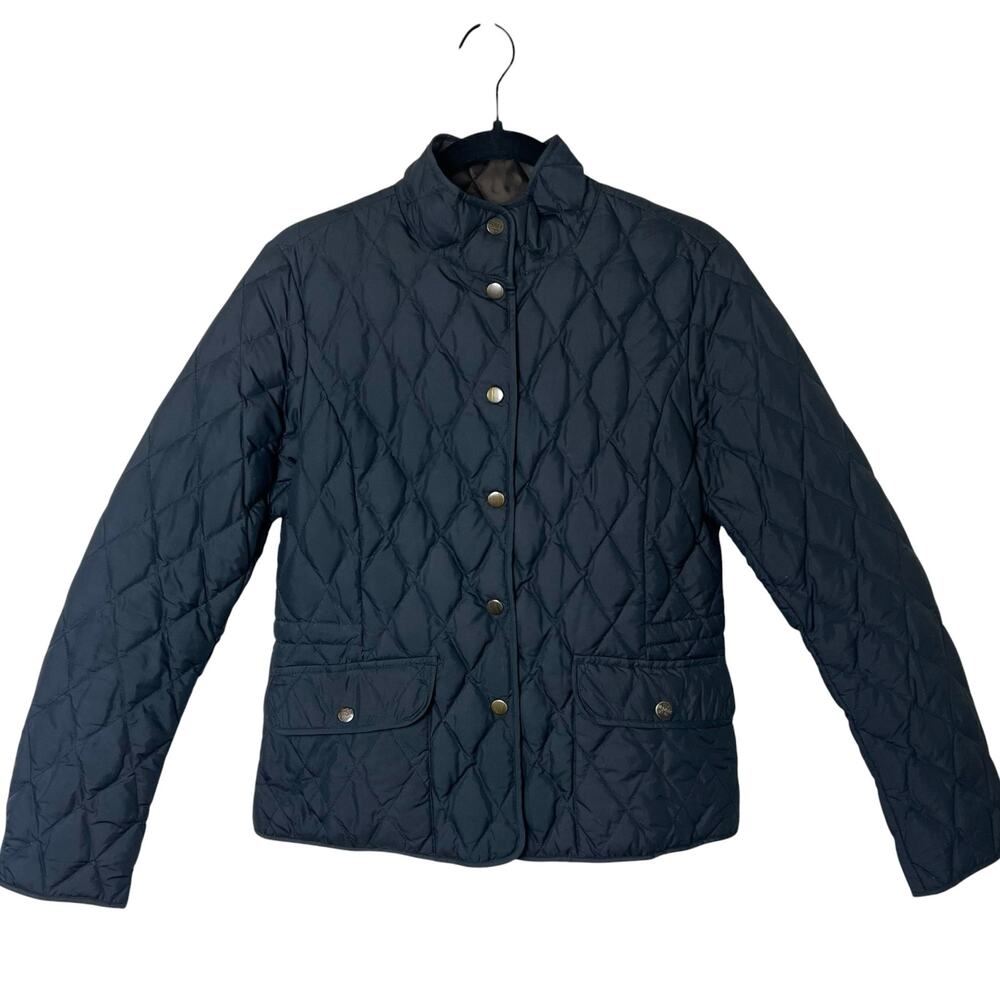 Eddie Bauer Year-Round Quilted Goose Down Field Jacket Navy Heritage Small